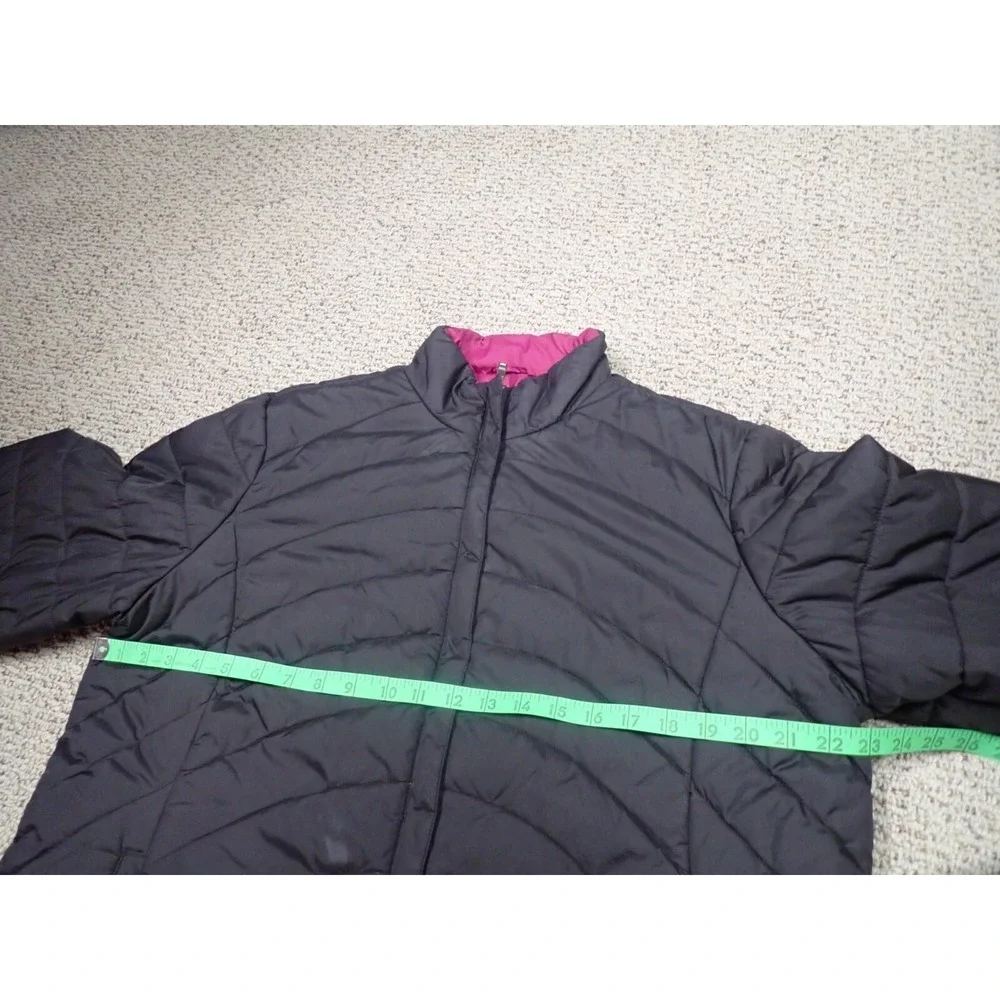 Lands' End Puffer Jacket Girls XL 18/20 Gray Pink Excellent Quilted Full Zip